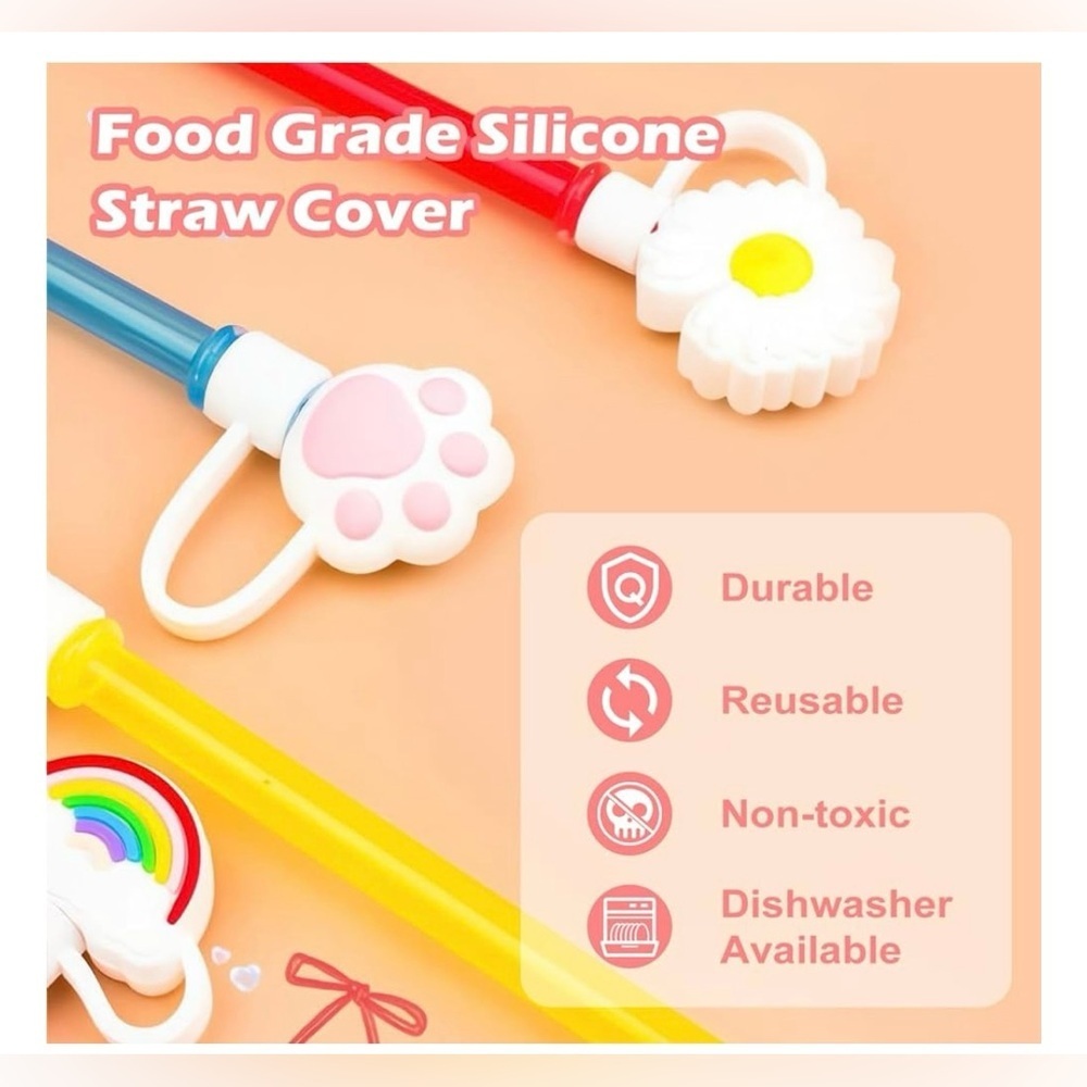 8PC Stanley Cup accessories Reusable Straw Cover- Top, Food Grade Silicone🌸 - Picture 4 of 8